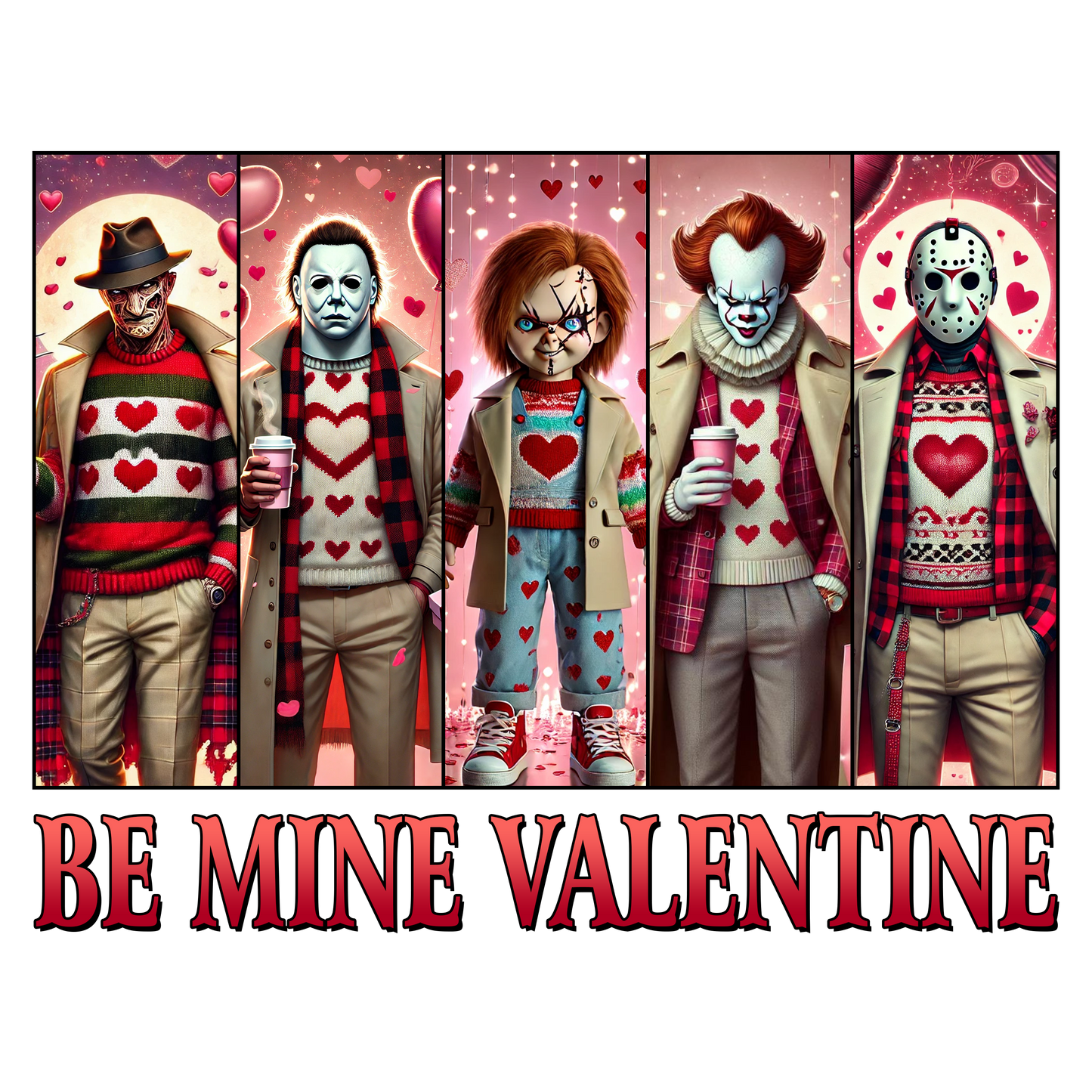 Be Mine Valentine Pennywise, Jason, Chucky, Freddy, and Michael